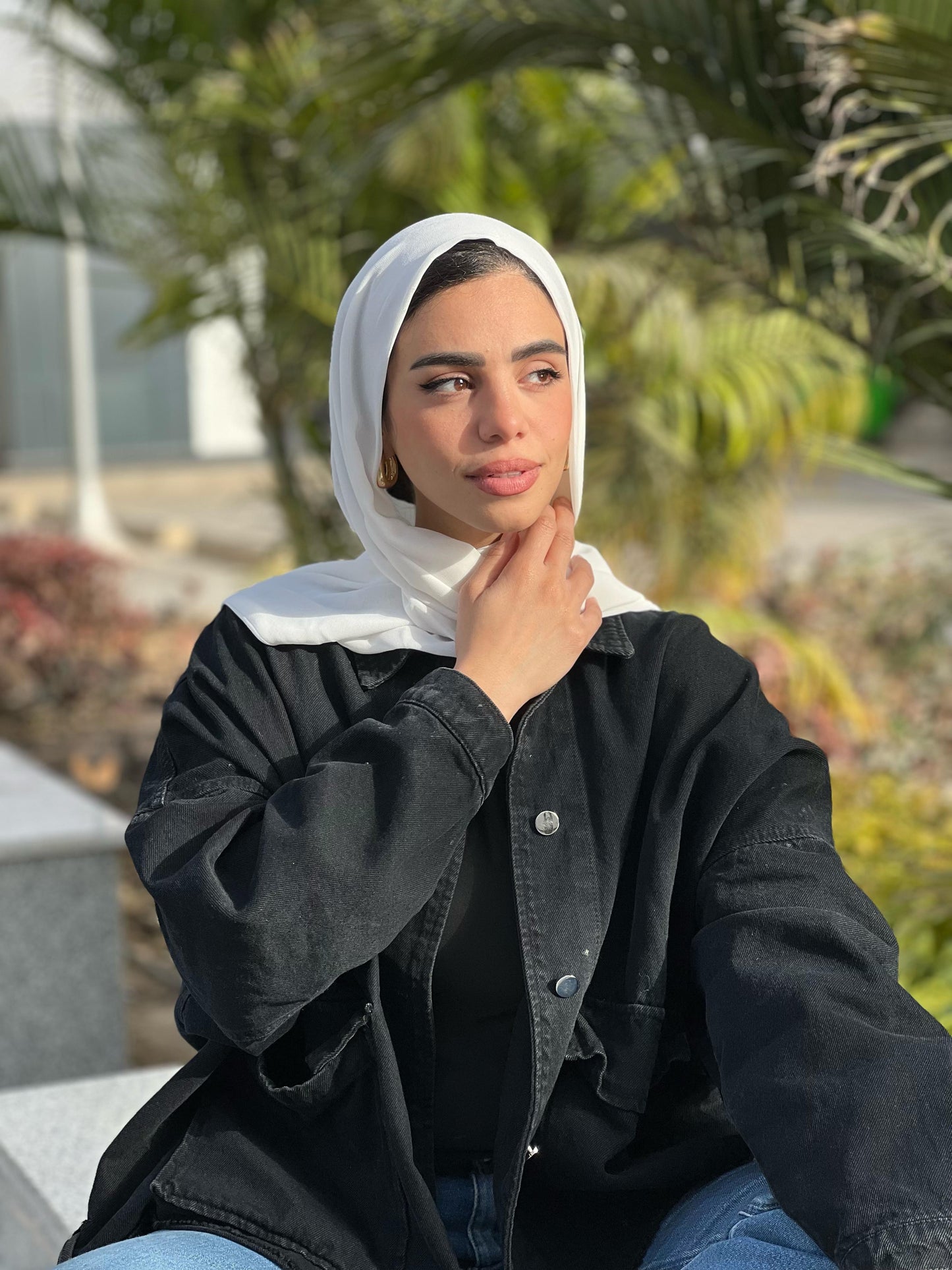 Turkish Double Layer Chiffon White Scarf