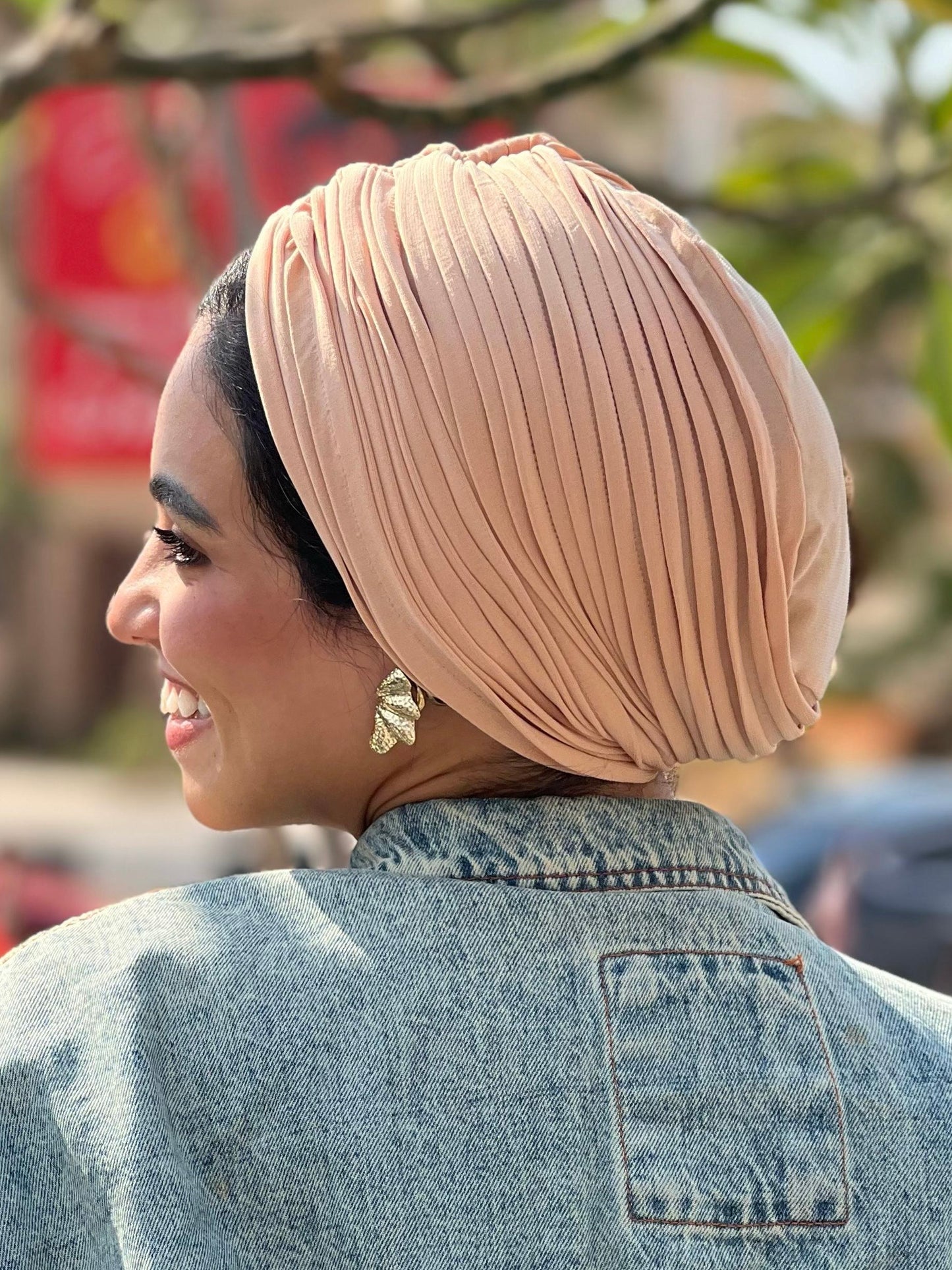 Peach Whisper Drape Turban