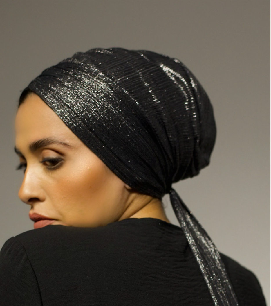 Black Silver Eclipse Wrap Turban