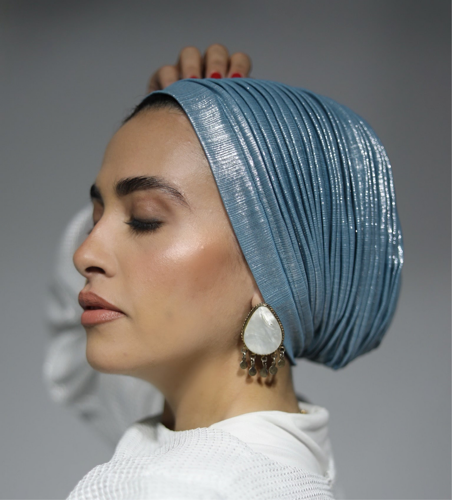 Baby Blue Whisper Drape Turban 💎