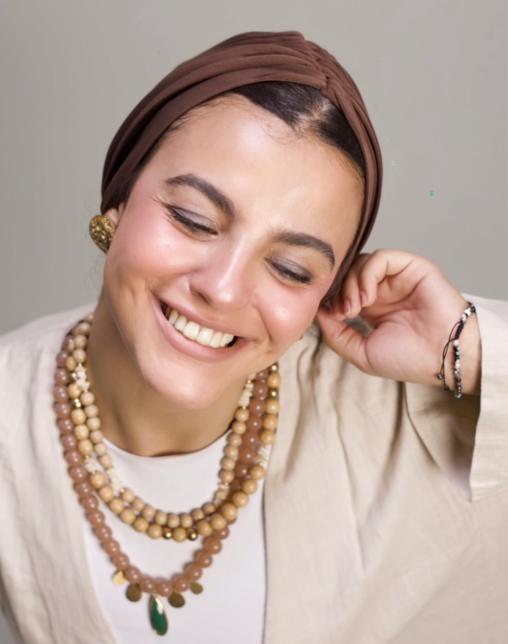 Brown Casual Whisper Drape Turban