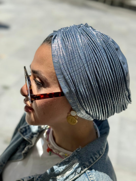 Blue Whisper Drape Turban