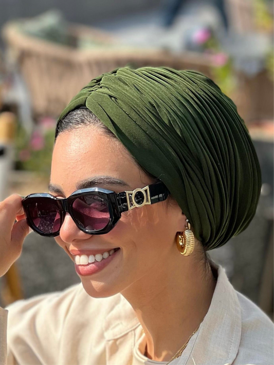 Army Green Casual Whisper Drape Turban